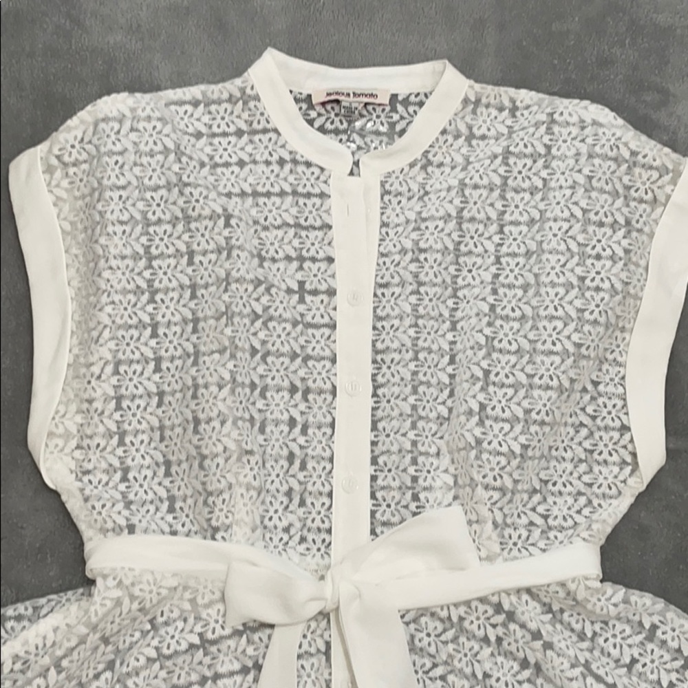 NWOT Asymmetric Sheer White Blouse - Picture 3 of 6